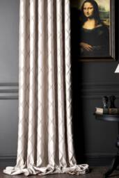 Cream Curtains For Living Room & Bedroom, Luxury Diamond Embroidery Custom Size Drape, Beige Grey Black Options - thumbnail 1