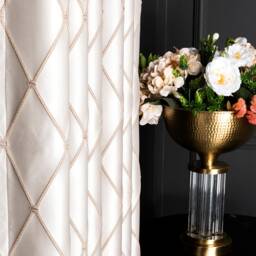 Cream Curtains For Living Room & Bedroom, Luxury Diamond Embroidery Custom Size Drape, Beige Grey Black Options - thumbnail 3