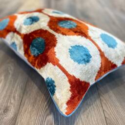 Velvet Ikat Pillow Cover Birds Nest - Decorative Cushion For Sofa Or Bed - thumbnail 3