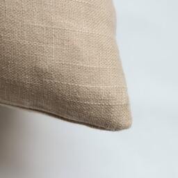 Linen Lumbar Pillow Cover, Tan With Blue Stripe Banding, Summer Decor, Coastal Decor Throw Pillows - thumbnail 3