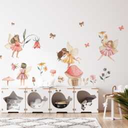 Watercolor Fairy Girls Wall Decal, Nursery Sticker, Kids Girl's Room Decor, Home Art - thumbnail 2