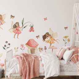 Watercolor Fairy Girls Wall Decal, Nursery Sticker, Kids Girl's Room Decor, Home Art - thumbnail 3