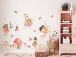 Watercolor Fairy Girls Wall Decal, Nursery Sticker, Kids Girl's Room Decor, Home Art - thumbnail 1