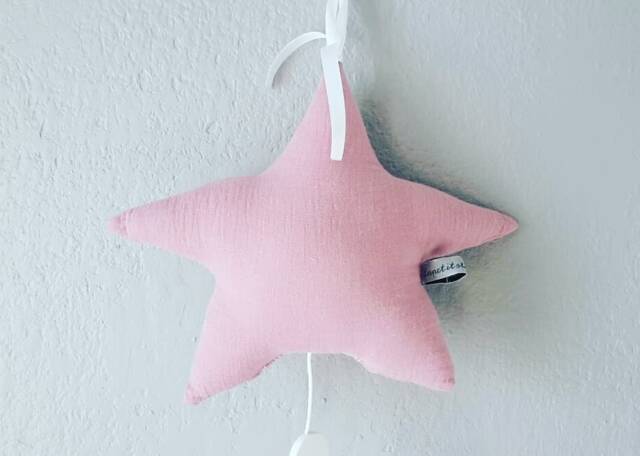 Mobile Musical Baby Star Two-Ply Form Old Pink Cotton Gauze