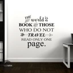 The World Is A Book & Those Who Do Not Travel Read Only One Page Vinyl Wall Decal Sticker - thumbnail 1