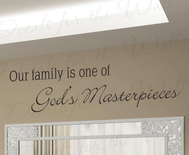 Our Family One God Greatest Masterpieces Love Home Religious Christ Christian Bible Vinyl Wall Decal Lettering Quote Sticker Art F67 - image 1