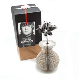 1st Anniversary Gift - 4Th Flower Custom Book Vase With Origami Flowers Made From Your Chosen - thumbnail 1