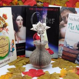 1st Anniversary Gift - 4Th Flower Custom Book Vase With Origami Flowers Made From Your Chosen - thumbnail 2
