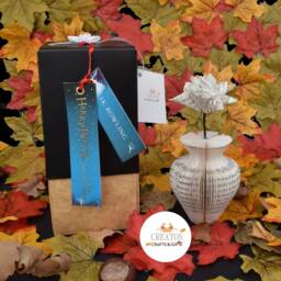 1st Anniversary Gift - 4Th Flower Custom Book Vase With Origami Flowers Made From Your Chosen - thumbnail 3
