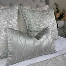 "Luxury Cushion Cover, Silver Pillow Cover For Sofa Or Bed, Lumbar 12"" X 20" - thumbnail 4