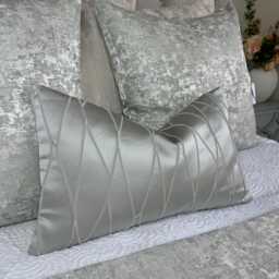 "Luxury Cushion Cover, Silver Pillow Cover For Sofa Or Bed, Lumbar 12"" X 20" - thumbnail 1