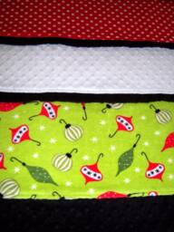 Sale Christmas Ornaments in Red, Greens, Black & White Minky Baby/Toddler Blanket - thumbnail 2