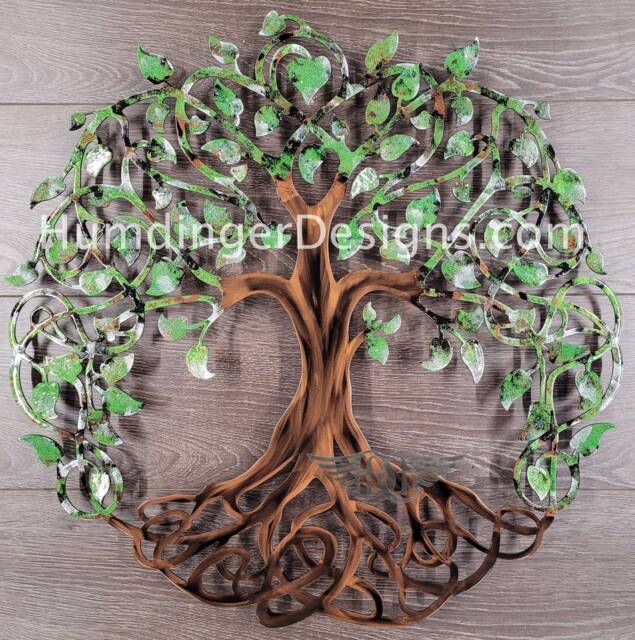 Metal Tree Of Life Wall Art Green Pearl Infinity Decor - image 1