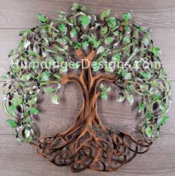 Metal Tree Of Life Wall Art Green Pearl Infinity Decor - thumbnail 1