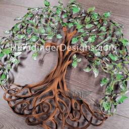 Metal Tree Of Life Wall Art Green Pearl Infinity Decor - thumbnail 2