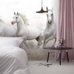 Galloping White Horses Wall Mural, Peel & Stick Wallpaper - thumbnail 2