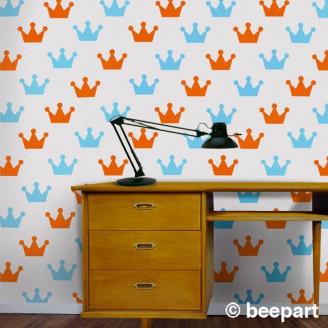 Crown Vinyl Wall Decal Set - Prince, Princess Bedroom Decor - image 1