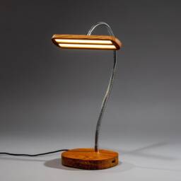 Wooden Led Desk Lamp Touch Dimmer, Usb Charger, Flexible Goose Neck - thumbnail 2