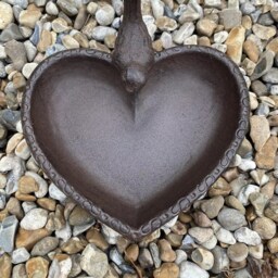 Cast Iron Heart Bird Bath/Feeder Water Dish Table Tray Garden Decoration - thumbnail 2
