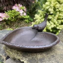Cast Iron Heart Bird Bath/Feeder Water Dish Table Tray Garden Decoration - thumbnail 4