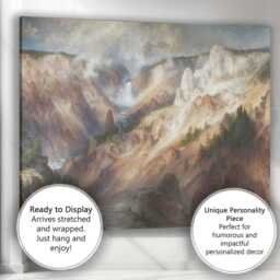 Dramatic Canyon Waterfall Mountain Vista Grand Wilderness Landscape Canvas Wall Art Print Decor Picture Ready To Hang - thumbnail 3