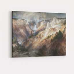 Dramatic Canyon Waterfall Mountain Vista Grand Wilderness Landscape Canvas Wall Art Print Decor Picture Ready To Hang - thumbnail 4