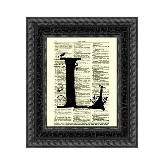 Letter L Modern Monogram On An 1897 Dictionary Page Art Print, Wall Decor, Valentine Collage - image 1