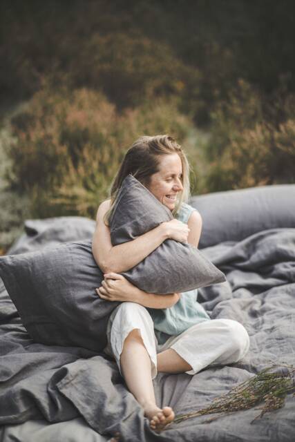 Linen Pillow Case, Home Textiles, Gray Cover, Natural Washed Boho Luxury Bedding - image 1