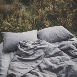 Linen Pillow Case, Home Textiles, Gray Cover, Natural Washed Boho Luxury Bedding - thumbnail 3