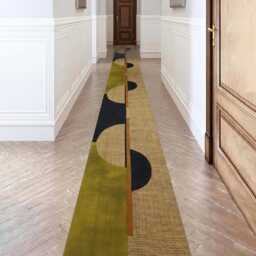 Olive Green/ Black Runner Rug Kilim Cotton Dining Room Hand Block Print Area Stair 3x10 5x10 4x15 Ft - thumbnail 2