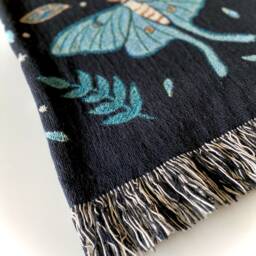 Luna Moth Blanket 100% Cotton Jacquard Woven Throw - thumbnail 3