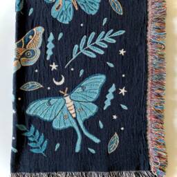 Luna Moth Blanket 100% Cotton Jacquard Woven Throw - thumbnail 2