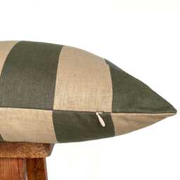 Handmade Patchwork Linen Lumbar Pillow Cover Striped Neutral Cushion Scandinavian Design Multiple Sizes - thumbnail 3