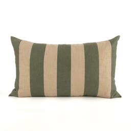 Handmade Patchwork Linen Lumbar Pillow Cover Striped Neutral Cushion Scandinavian Design Multiple Sizes - thumbnail 1
