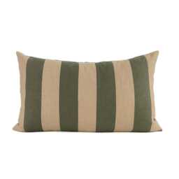 Handmade Patchwork Linen Lumbar Pillow Cover Striped Neutral Cushion Scandinavian Design Multiple Sizes - thumbnail 2
