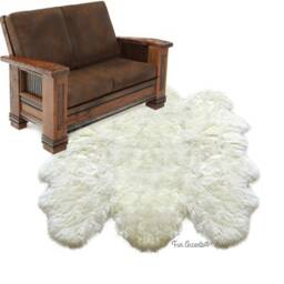 Handmade Plush Faux Sheepskin Rug - Shaggy White Pelt, Fur Accents Usa - thumbnail 1