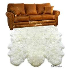 Handmade Plush Faux Sheepskin Rug - Shaggy White Pelt, Fur Accents Usa - thumbnail 2