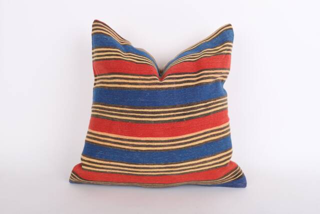 16x16 Vintage Kilim Pillow - Handmade Cover - image 1