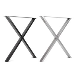 Solid Wood Desk With 2 Drawers On Steel X Legs - Rustic UK Handmade Wooden Office Custom Size Chunky Computer Timber - thumbnail 4