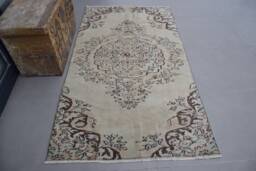Anatolian Rug, Rugs For Indoor, Turkish Vintage Silver Bedroom Rugs, 3.7x6.7 Ft Area Handwoven Kitchen - thumbnail 1