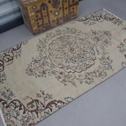 Anatolian Rug, Rugs For Indoor, Turkish Vintage Silver Bedroom Rugs, 3.7x6.7 Ft Area Handwoven Kitchen - thumbnail 2