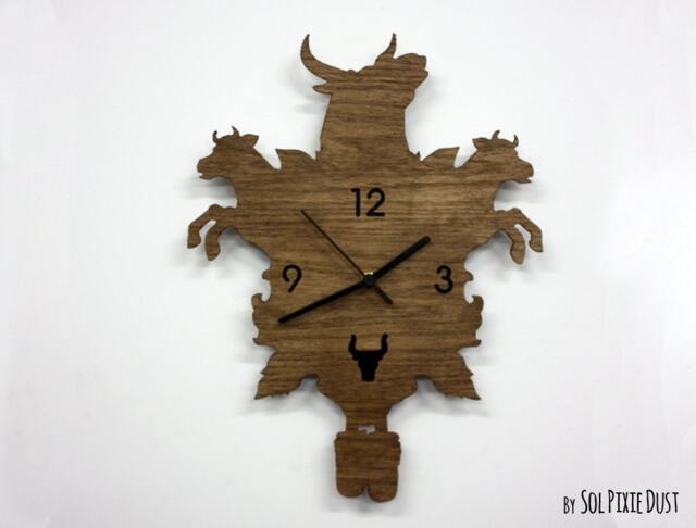 Bulls & Cows Modern Cuckoo Clock - Wooden Wall Clock - image 1