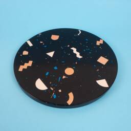 Handmade Round Terrazzo Table Top Memphis Style Geometric Accent - thumbnail 2