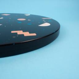 Handmade Round Terrazzo Table Top Memphis Style Geometric Accent - thumbnail 3