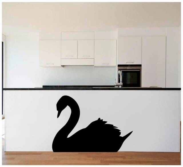 Silhouette Of A Swan Vinyl Wall Art, Decal, Sticker, Transfer, Mural, Decor, Rent Friendly, Interior, Exterior, Full Removable, - 0079 - image 1