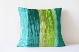 Shaded Turquoise Crushed Velvet Pillow , Teal & Green Cushion Cover Turq Throw Housewares - thumbnail 1