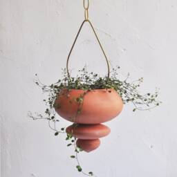 Pair Of Hanging Ceramic Planters, Terracotta Unique Artwork, Handmade Design For Indoor & Outdoor - thumbnail 2