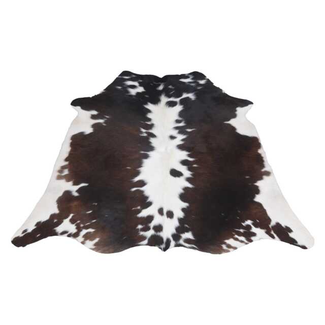 Genuine Dark Brown & White Cowhide Rug - Medium Hair-On Leather For Stylish Interiors - image 1