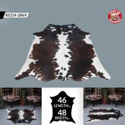 Genuine Dark Brown & White Cowhide Rug - Medium Hair-On Leather For Stylish Interiors - thumbnail 2
