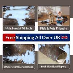 Genuine Dark Brown & White Cowhide Rug - Medium Hair-On Leather For Stylish Interiors - thumbnail 4